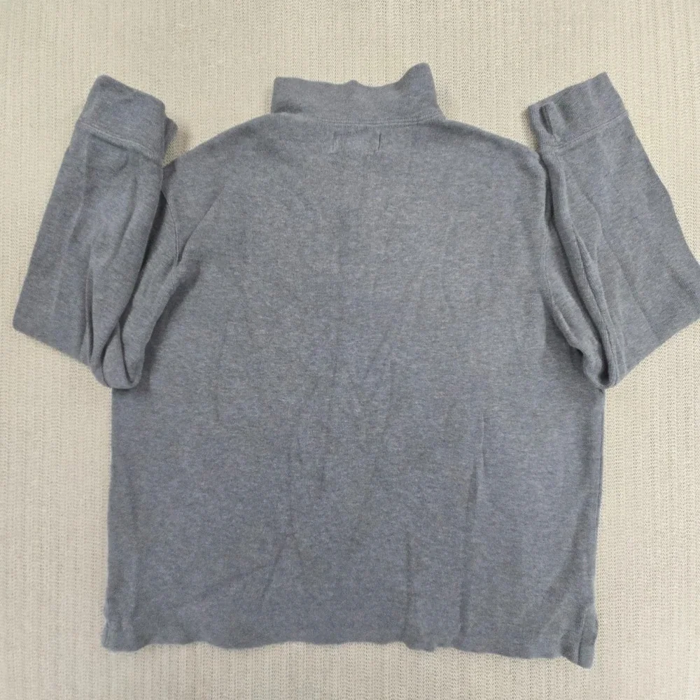 Polo Ralph Lauren Sweater Men Large Gray 1/4 Zip Mock‎ Neck Blue Pony Sweatshirt